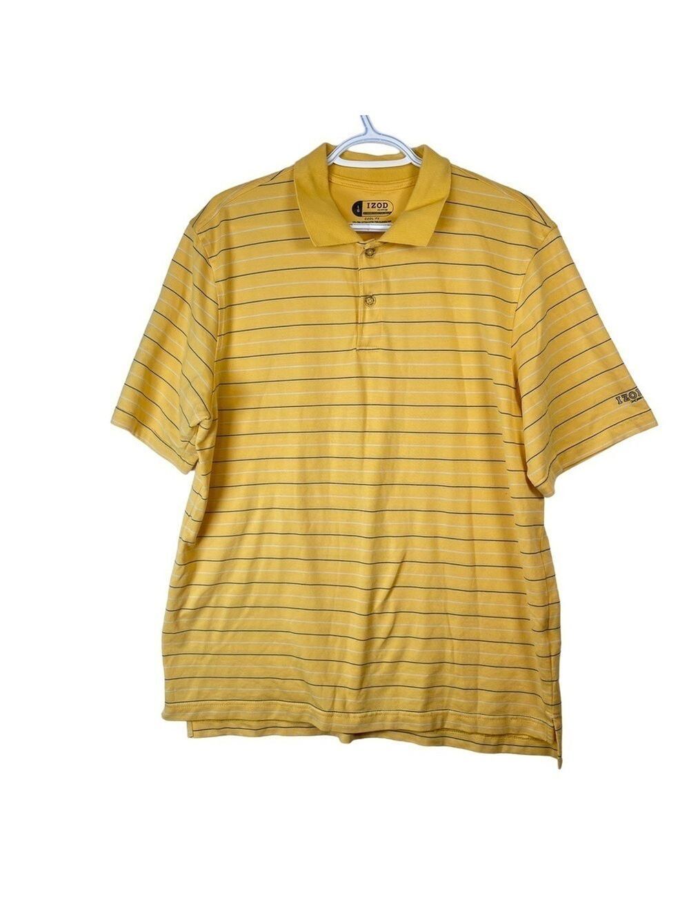 IZOD FXG X-Function Golf Cool FX Pima Cotton Blend Yellow Striped Polo S…